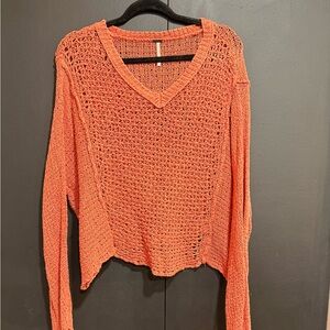 Free People Coral Knit Sweater